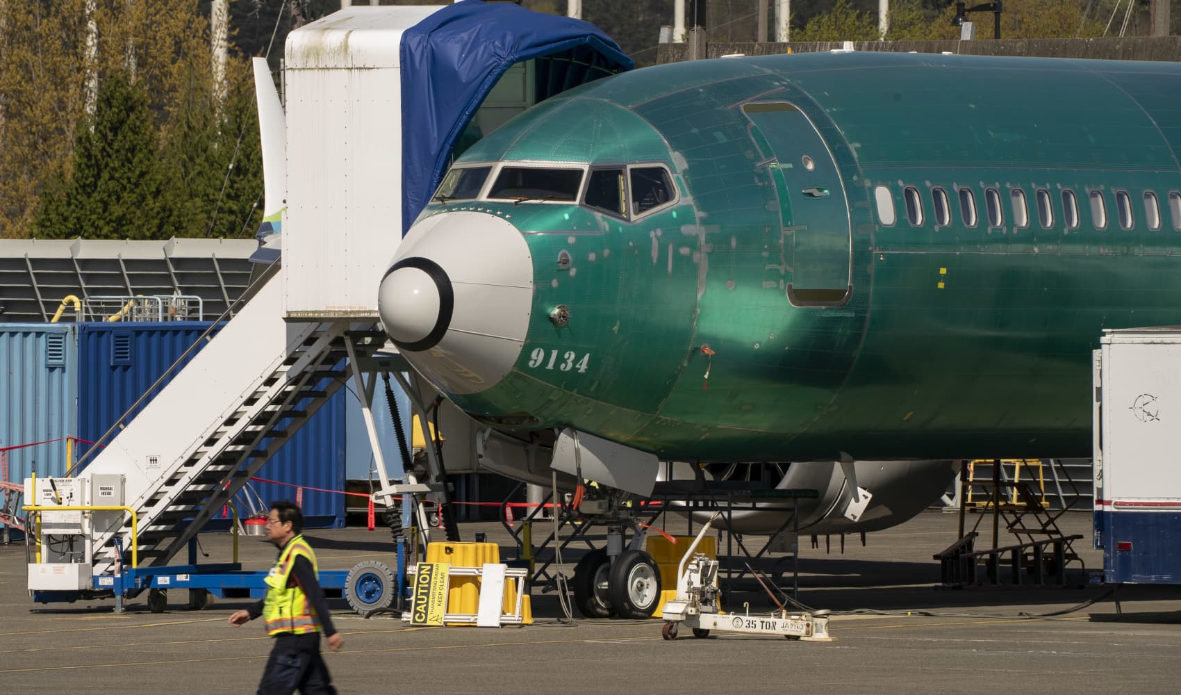 Boeing Co. 737 Max fuselages at the company’s manufacturing facility in Renton, Washington, US, on Tuesday, April 15, 2025.