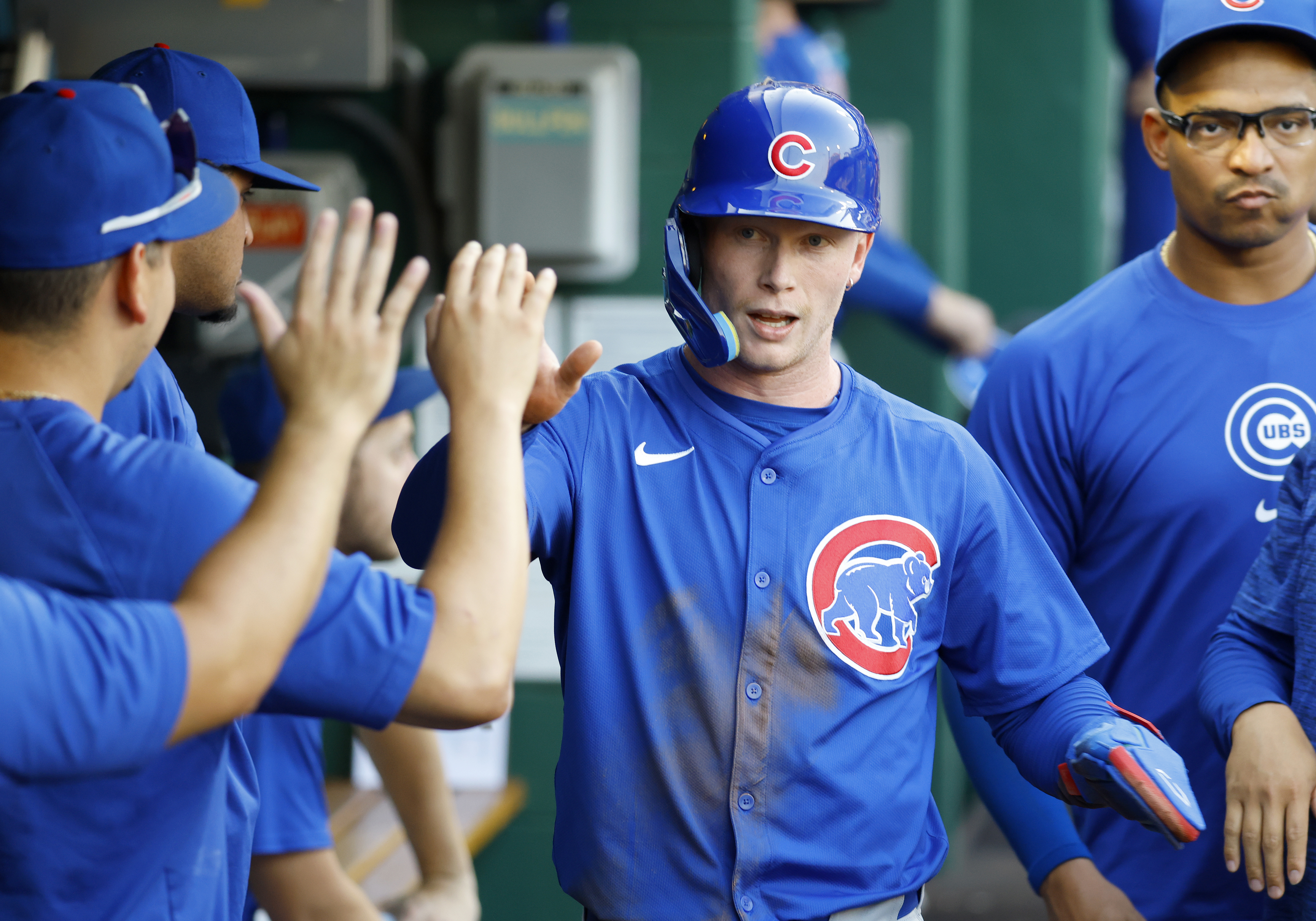 PITTSBURGH, PA – AUGUST 26:  Pete Crow-Armstrong #52 of the Chicago Cubs celebrates after scoring on a RBI single in the second inning against the Pittsburgh Pirates at PNC Park on August 26, 2024 in Pittsburgh, Pennsylvania.  (Photo by Justin K. Aller/Getty Images)